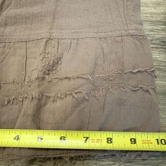 Lulu B 2 Piece Set Womens Small Brown Embroidered Frayed Top Pants Boho Cotton - Picture 11 of 14